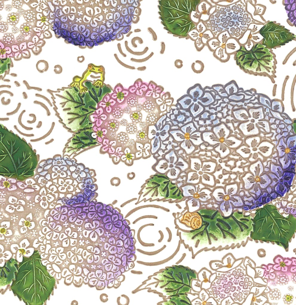 紫陽花柄文庫革　サムネイル
